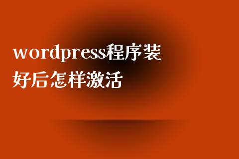 wordpress程序装好后怎样激活-uusu优素-乐高,模型,3d打印,编程