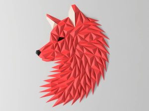 几何狐狸头墙饰-uusu优素-乐高,模型,3d打印,编程