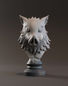 【鬼灭之刃】猪之介半身像-uusu优素-乐高,模型,3d打印,编程