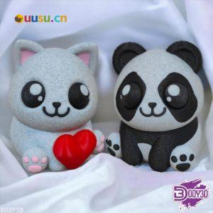 疯狂的熊猫与猫-uusu优素-乐高,模型,3d打印,编程