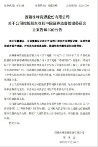 股价应声跌超6%！西藏珠峰控股股东遭证监会立案，所持公司股权已全部被冻结-uusu优素-乐高,模型,3d打印,编程