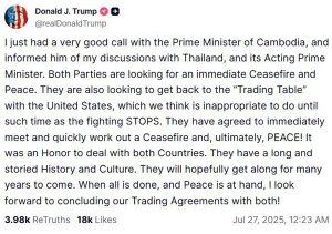 “不停火就没有贸易谈判”，特朗普与泰柬领导人通话-uusu优素-乐高,模型,3d打印,编程